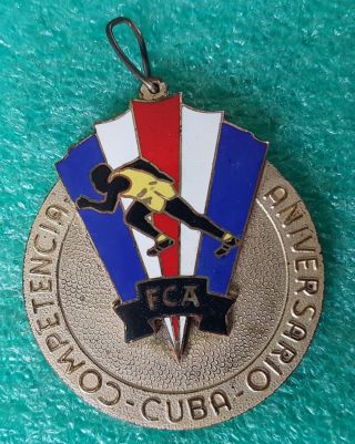 Fca Cuban Athletics Federation Anniversary Competition 1968 Old Medal,  Badge