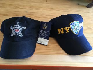 Nyc Police Dept York 9/11 Memorial Cap And Secret Service Hat Blu Red