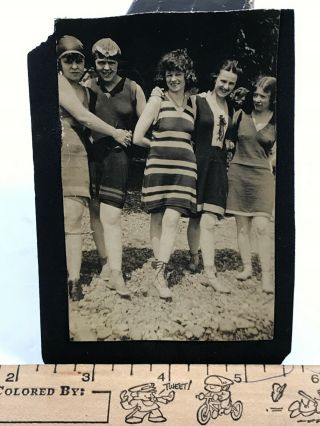 Flapper Women In Bathing Suits Vintage Snapshot Photo