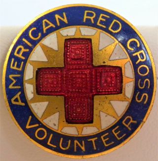 Vintage Enameled American Red Cross Volunteer Pin