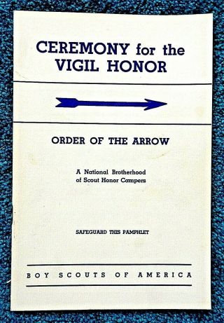 Boy Scouts Of America Oa Vigil Honor Ceremony Book Bsa 5043,  10/1964,