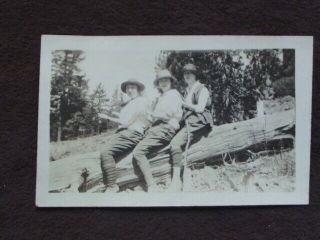 Three Young Ladies Pretending To Ride A Log Like A Horse Vtg 1920 
