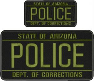 State Of Arizona Police Dept.  Of Corections Emb Patche 6x11&3x6 Hook On Back