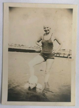Vintage Old Photo People Fashion Pretty Women Men Swimsuit Unusual Dovercourt C1