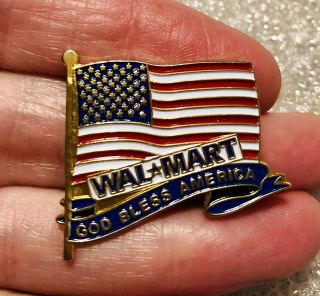 Vintage Walmart Pin - Rare God Bless America Flag