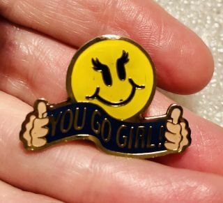Vintage Walmart Pin - Rare You Go Girl Smiley