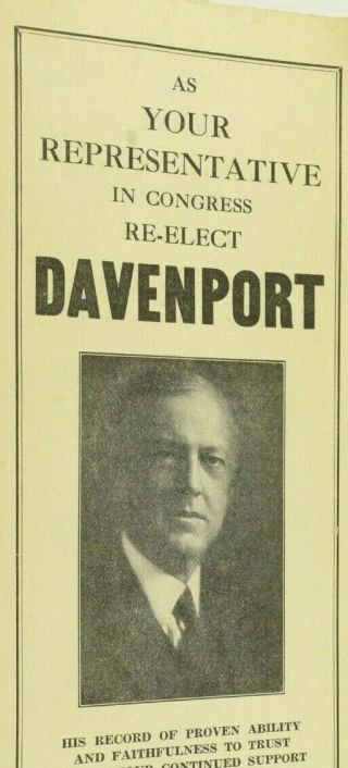 1932 Election Republican Frederick M.  Davenport Congress Re - Election Pamphlet