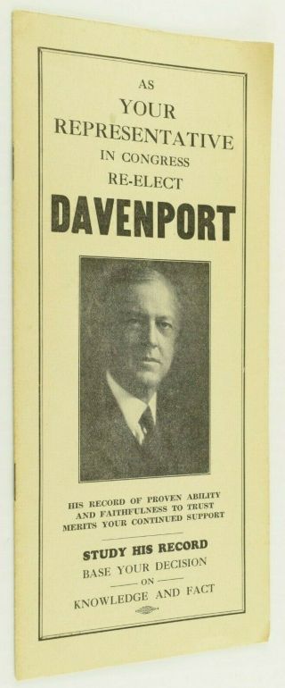 1932 Election Republican Frederick M.  Davenport Congress Re - Election Pamphlet 2