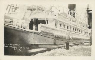 Rppc Juneau,  Alaska Ak S.  S.  Northwestern Ship Covered In Ice 1916 Postcard