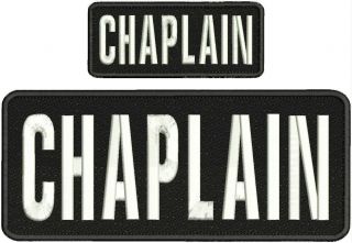 Chaplain Embroidery Patches 4 X 10 " And 2x5 Hook And Loop On Back Blk/white