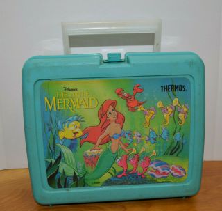 Vintage Disney The Little Mermaid Lunchbox Plastic Thermos Band