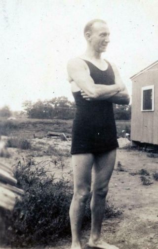 K290 Vtg Photo " Davy " Bathing Swim Suit Man,  Milford Ct C 1939