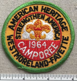 Vintage 1964 Westmoreland Fayette Council Boy Scout Camporee Patch 60s Camp Pa