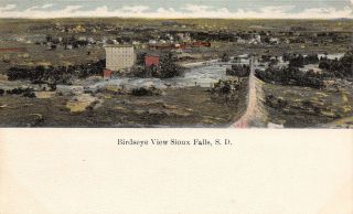 Sioux Falls South Dakota Birdseye Panorama Raised Dirt Road Bridge Homes C1910