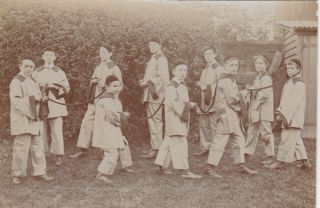 Unusual Old Photo Children Boys Fancy Dress Ethnic Japanese F2