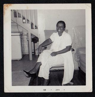 Vintage Antique Photograph African American Woman Sitting In Chair In Retro Room