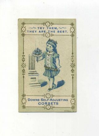 Antique Victorian Trade Card Downs Self Adjusting Corsets Ottawa Kansas Child