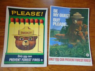 2 Vintage 1963 U.  S.  Dept Agri.  Smokey The Bear Posters