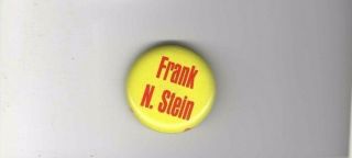 Vintage Pin Frank N.  Stein Pinback Monster Scientist Inventor Pun Button