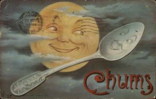 Man In The Moon & Spoon Flc Fantasy Comic C1910 Postcard