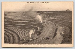 Hibbing Minnesota Buffalo Susquehanna Open Pit Iron Ore Mine Steam Train 1920s