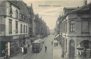 Germany - Wilhelmshaven - Marktstrasse - Busy Street View - Old Postcard