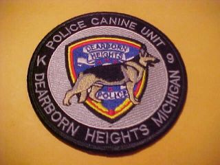 Dearborn Heights Michigan K - 9 Police Patch Shoulder Size 4 X 4