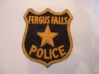 Fergus Falls Police Obsolete Cloth Shoulder Patch Minnesota Usa