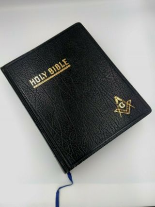 1960 Large Masonic Edition Holy Bible Red Letter Cyclopedic Indexed Hertel