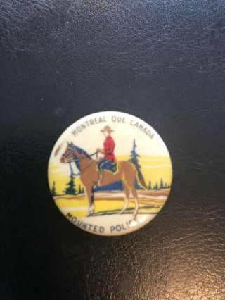 Vintage Royal Canadian Mounted Police Pin Button 1 1/4” Rare