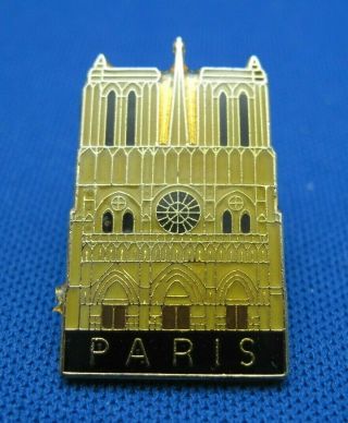 Paris France Notre Dame Cathedral Enamel Tourist Travel Souvenir Lapel Hat Pin
