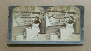 African American Woman In Dry Goods Store,  Black Americana Stereoview,  1902
