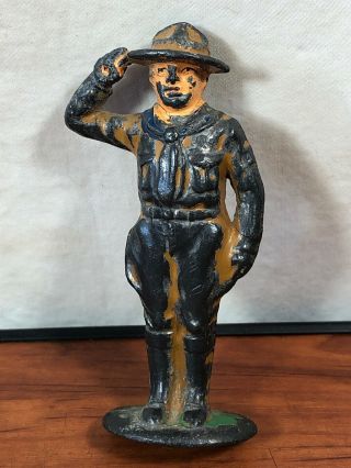 Vintage Antique Rare Wwi Bsa Boy Scout Saluting Die - Cast Metal Toy Figurine