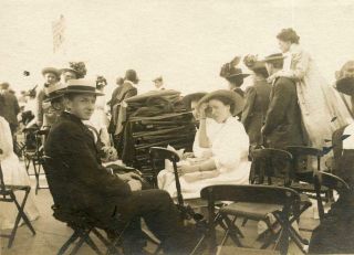 E477 Vtg Photo Getting Ready For An Event Folding Chairs Early 1900 