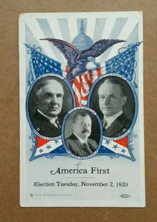 Warren Harding & Calvin Coolidge,  Presidential Campaign Postcard,  1920