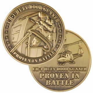 Army Huey Uh - 1 Door Gunner Proven In Battle 1.  75 " Challenge Coin