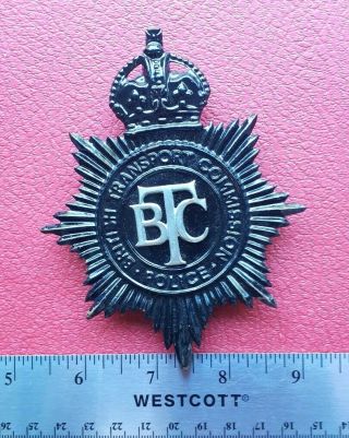 Vintage Obsolete British Transport Commission Police Bobby Hat Helmet Uk Badge