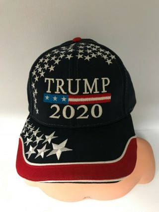 Donald Trump 2020 Hat,  Star Spangled Usa Flag With 2 " Kag Button