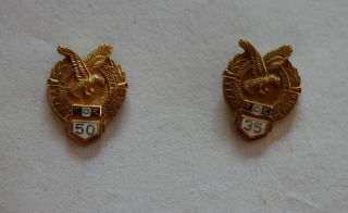 Vintage Fraternal Order Of Eagles Gold 35 And 50 Year Pins – (foe) 10k