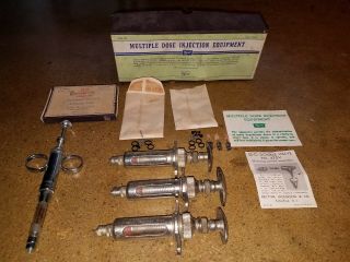 Vintage Bd Champion Wyeth Veterinary Syringe And Accessories Livestock Ranch
