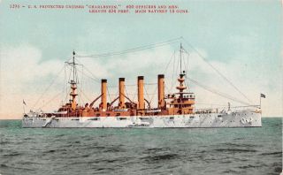 Uss Charleston Us Navy Protected Cruiser St Louis Class Hull C - 22 1910 Postcard