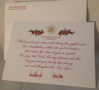 Trump 2018 White House Christmas Thank U Card Signed Donald Melania