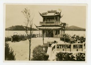 China 1929 Photograph Tsingtao Pavillion Temple Arch Photo Qingdao