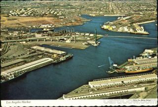 San Pedro,  Ca Aerial View Of Los Angeles Harbor California Postcard Mitock & Sons