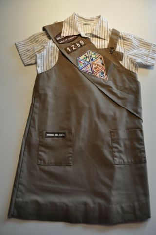 Vintage Girl Scouts Brownie Uniform Girls Size 8 Blouse/dress/sash