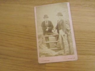Lovely Vintage Cdv Photo Of 2 Men In Bowler Hats - Tiverton Photographer