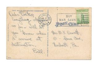 Sportsman Park - St Louis - Old Linen Postcard - - Writing,  Postmark with Stamp 2