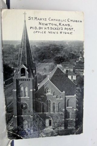 Kansas Ks St Mary Catholic Church Newton Postcard Old Vintage Card View Standard