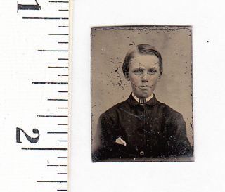 Civil War Era Miniature Gem Tintype Photo.  Handsome Young Boy.  644s