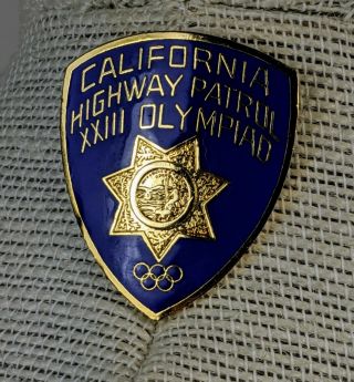 California Highway Patrol Mini Pin Badge 23rd Olympiad Vintage 1984 2